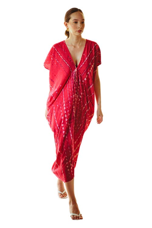 Pink Haley Madella Hand Dyed Kaftan Dress In Red