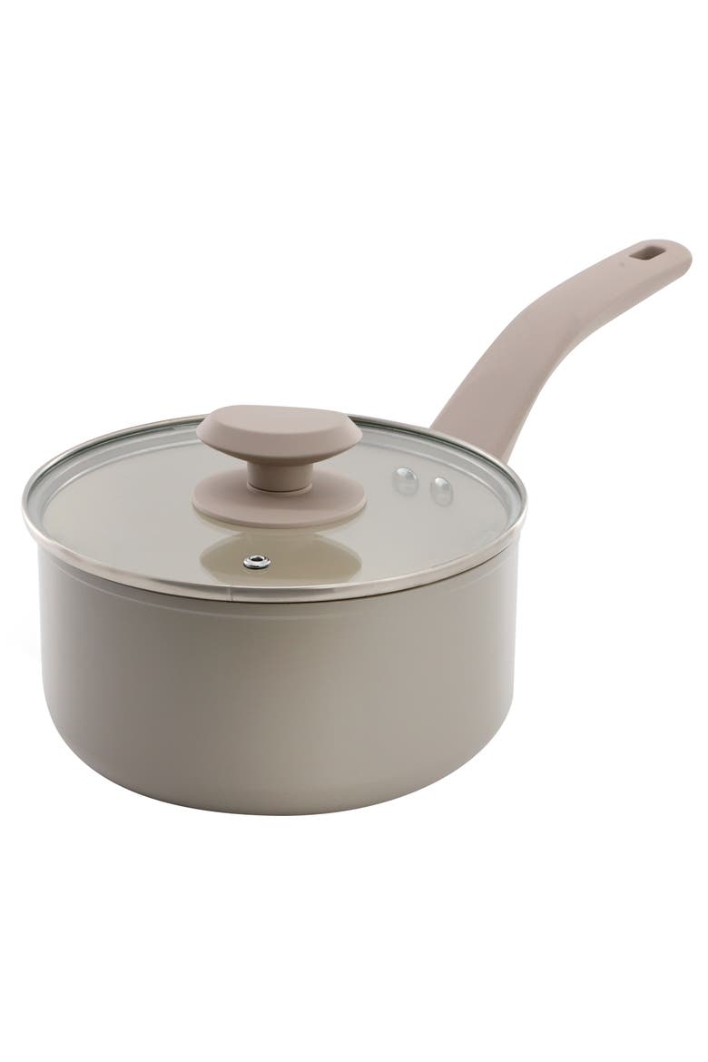 2.5 Quart Ceramic Nonstick Saucepan with Lid, Main, color, Grey
