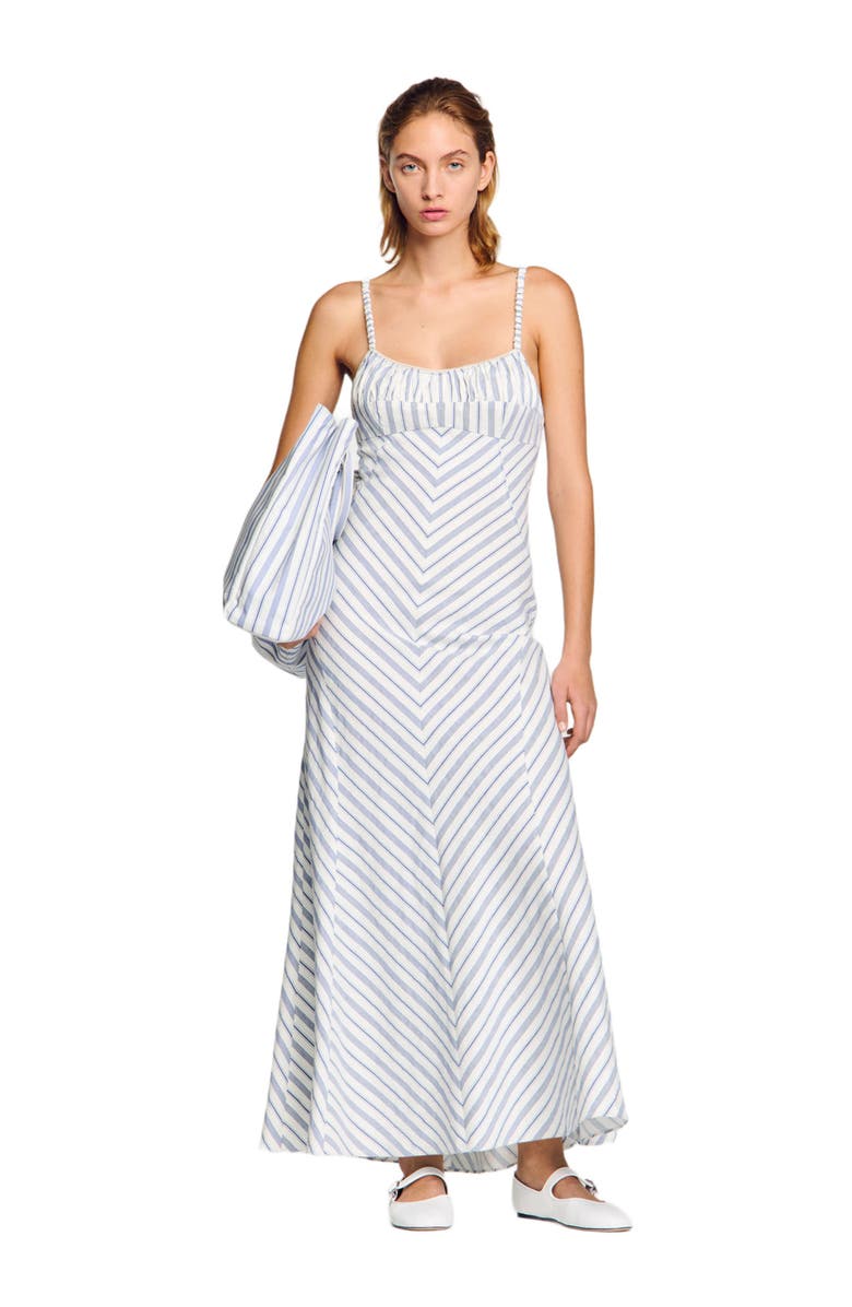 SANDRO Stripy maxi dress with straps, Alternate, color, 