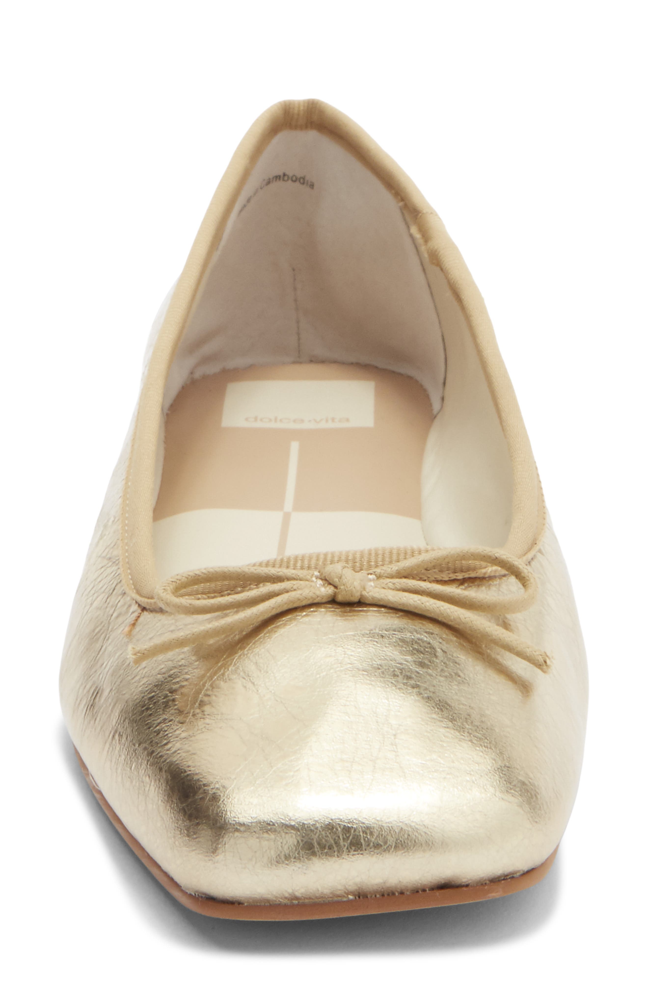 Dolce Vita Anisa Square Toe Flat, Alternate, color, Gold Distressed