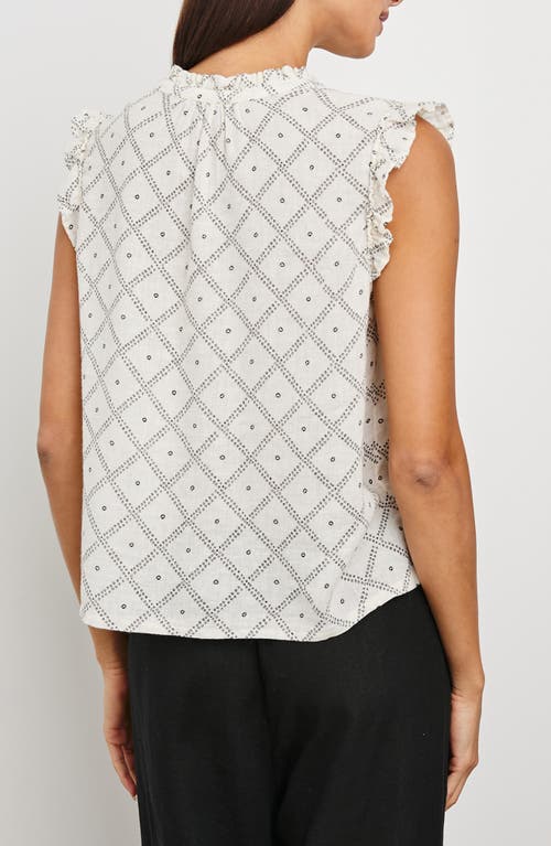 RAILS RAILS ARLENE GEO PRINT LINEN BLEND RUFFLE SHOULDER TOP 