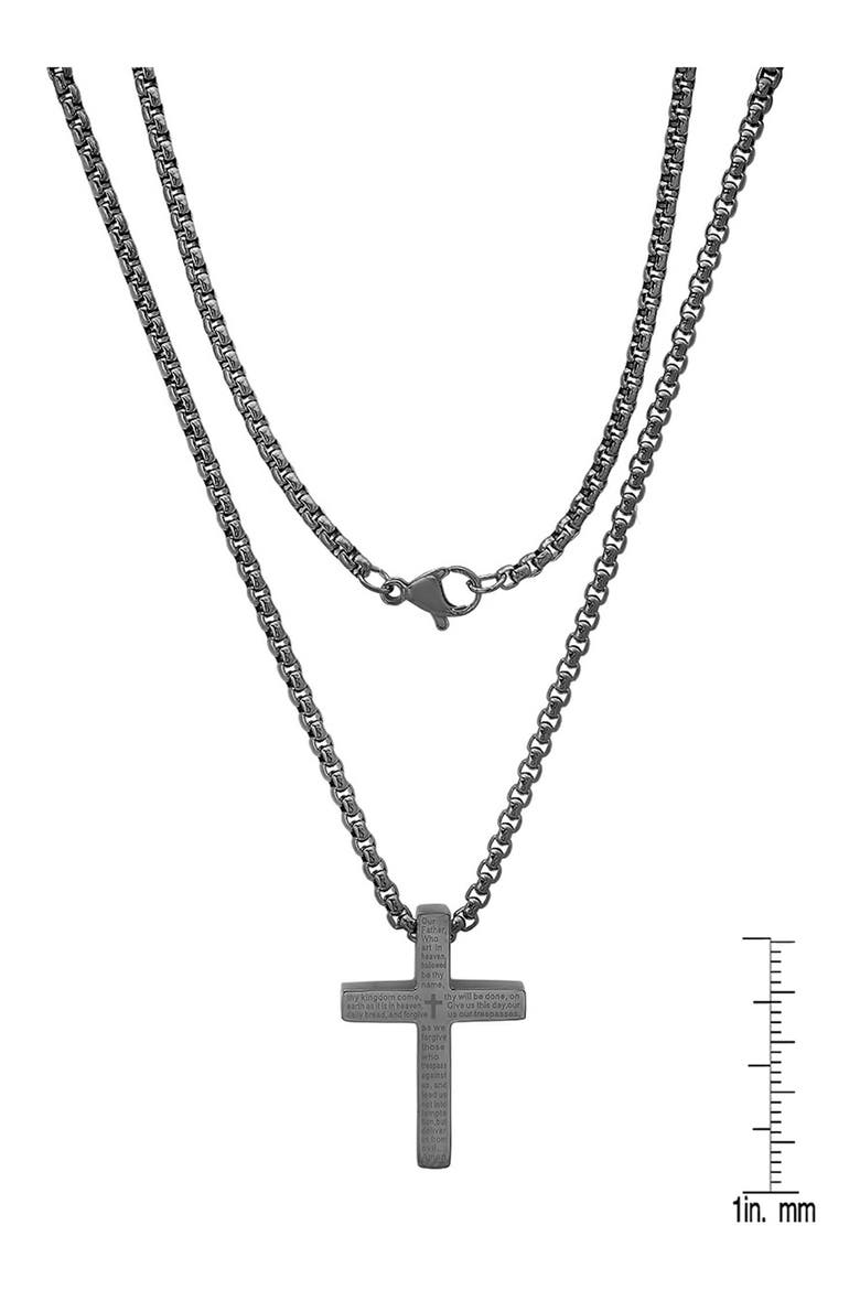 Men's Lord's Prayer Cross Pendant Necklace, Alternate, color, BLACK