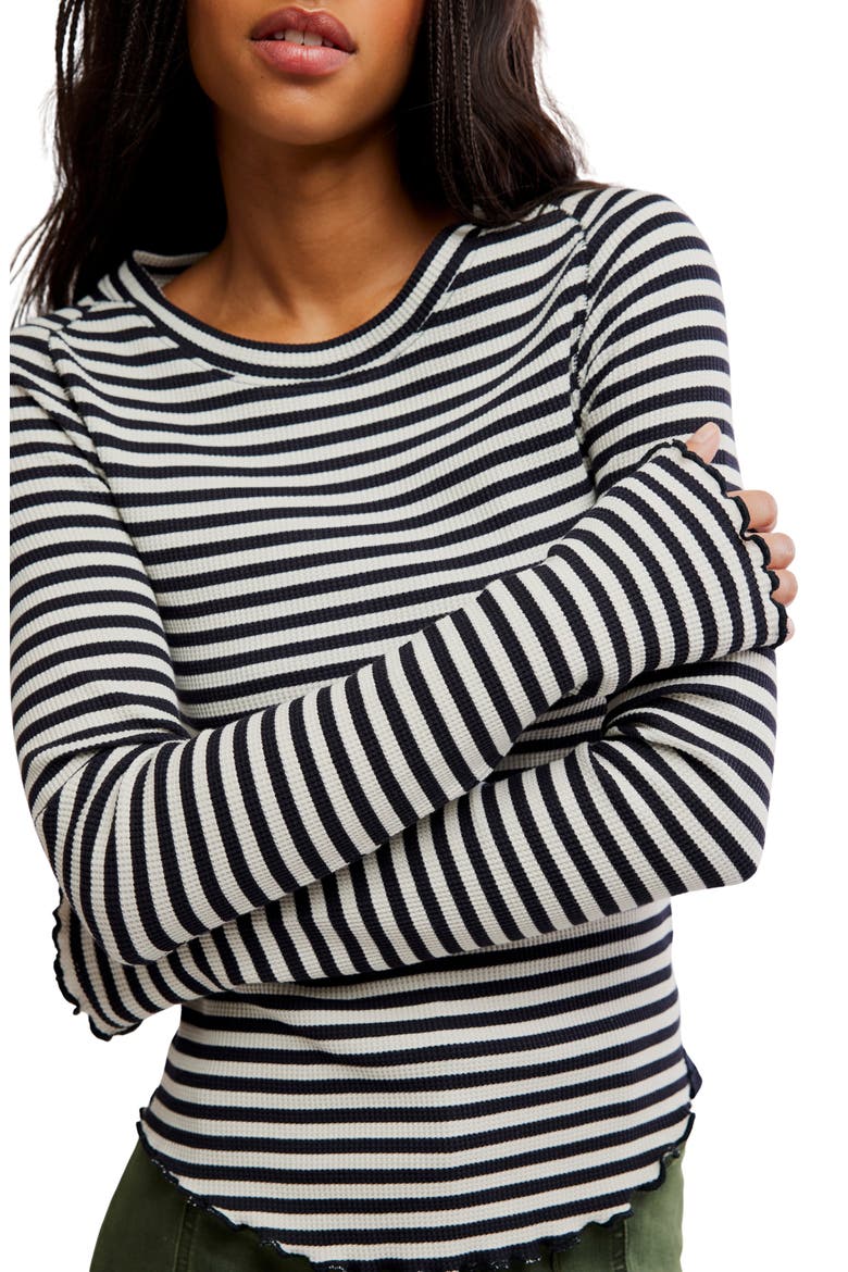 We The Free Easy Does It Striped T-Shirt, Alternate, color, BLACK AND WHITE COMB