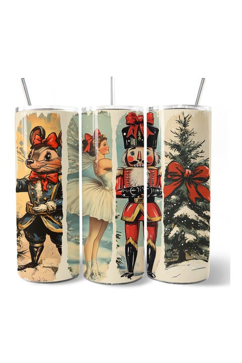 Vintage Christmas Nutcracker Ballerina Mouse Tumbler