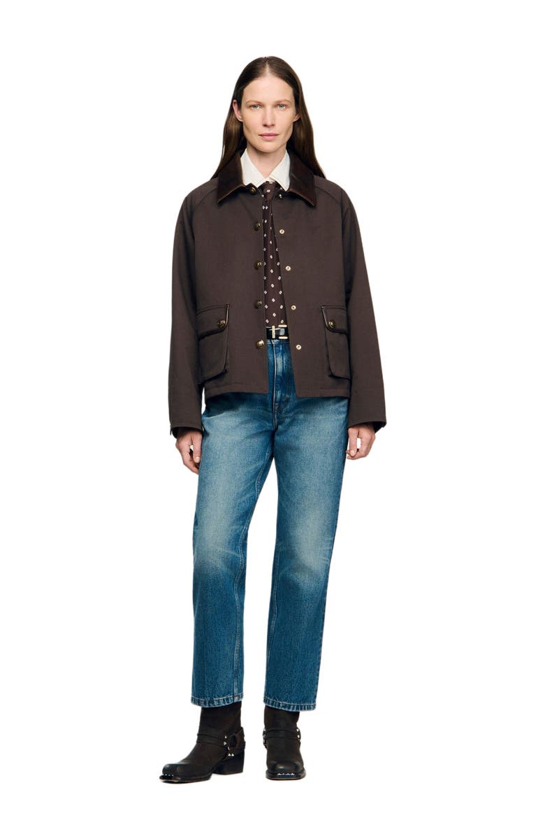 SANDRO Gabardine coat, Alternate, color, Brown