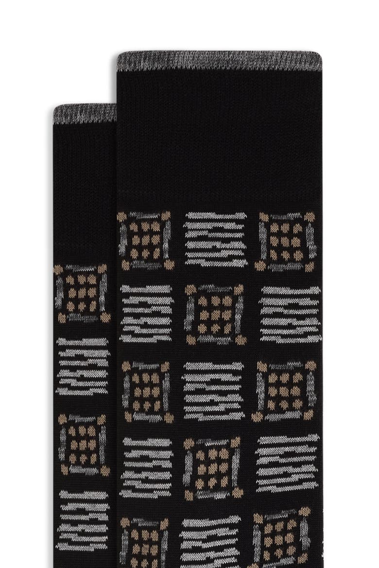 Check Cotton Blend Dress Socks, Alternate, color, BLACK