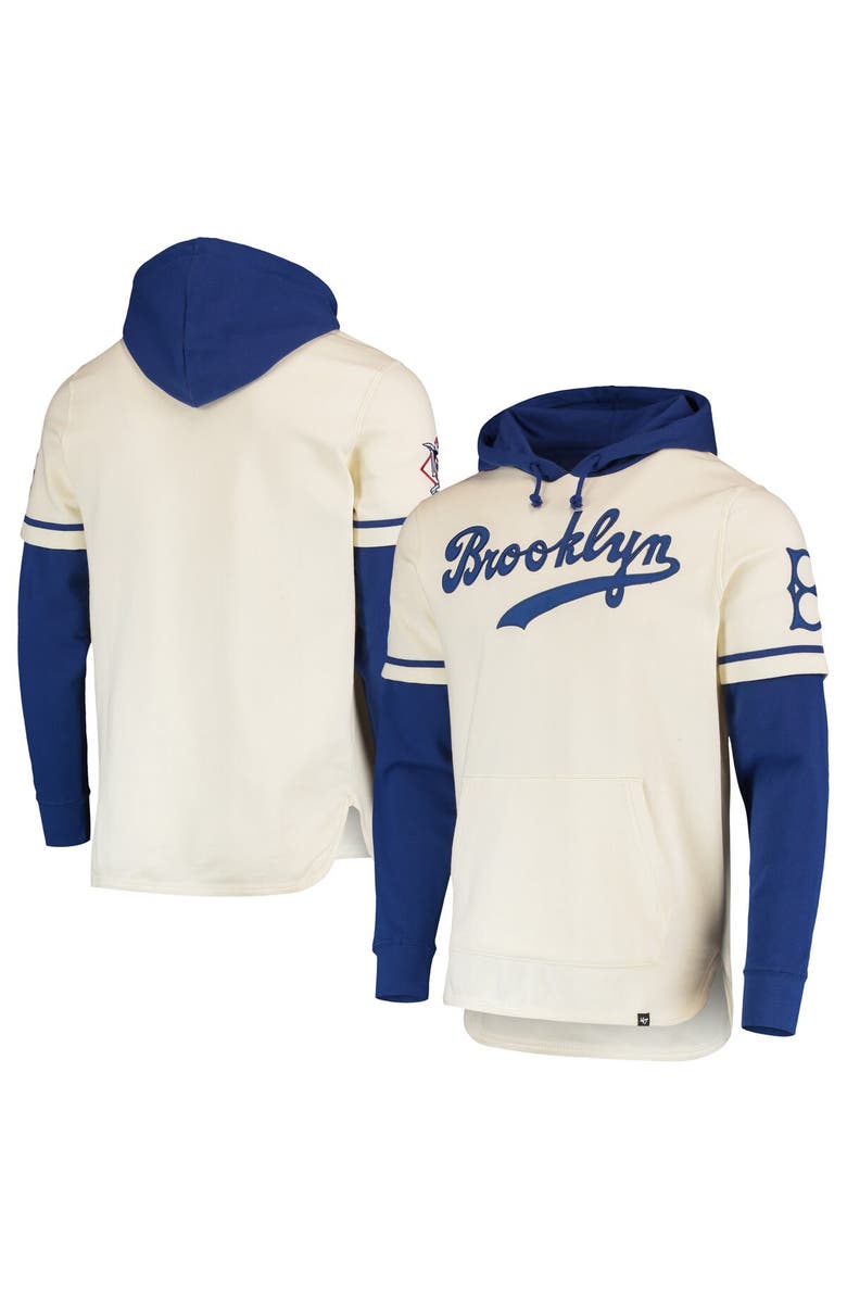 '47 Men's '47 Cream Los Angeles Dodgers Trifecta Shortstop Pullover Hoodie, Main, color, 