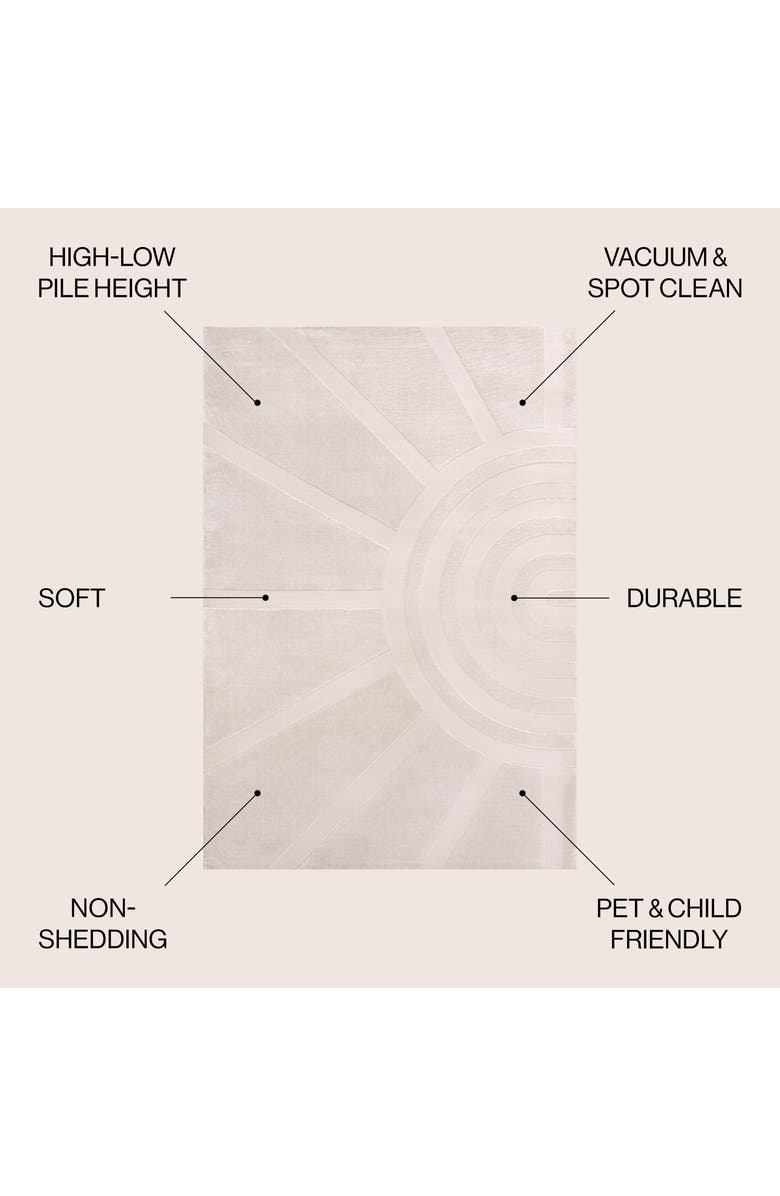 JONATHAN Y Aelius MidCentury Scandinavian Abstract Sun Two-Tone High-Low Area Rug, Alternate, color, White/Cream