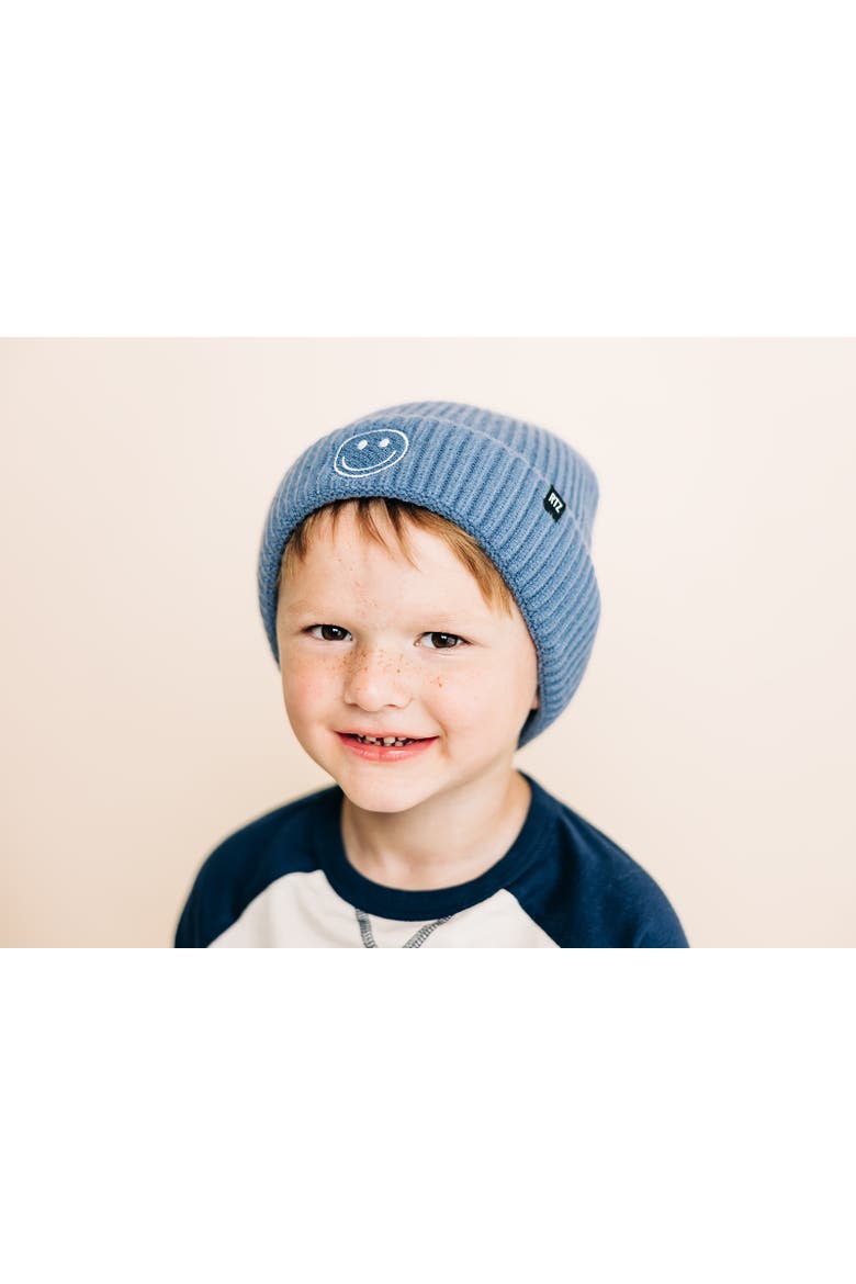 Smiley Beanie Hat, Alternate, color, Stormy Blue
