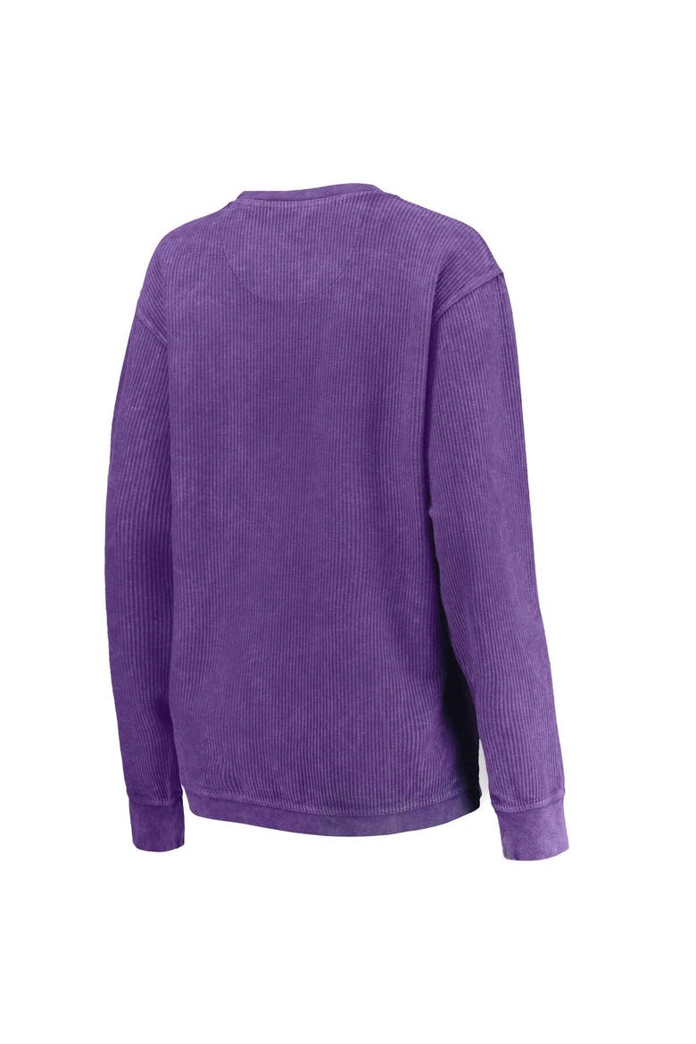 Women's Pressbox Purple Kansas State Wildcats Comfy Cord Vintage Wash Basic Arch Pullover Sweatshirt, Alternate, color, Purple