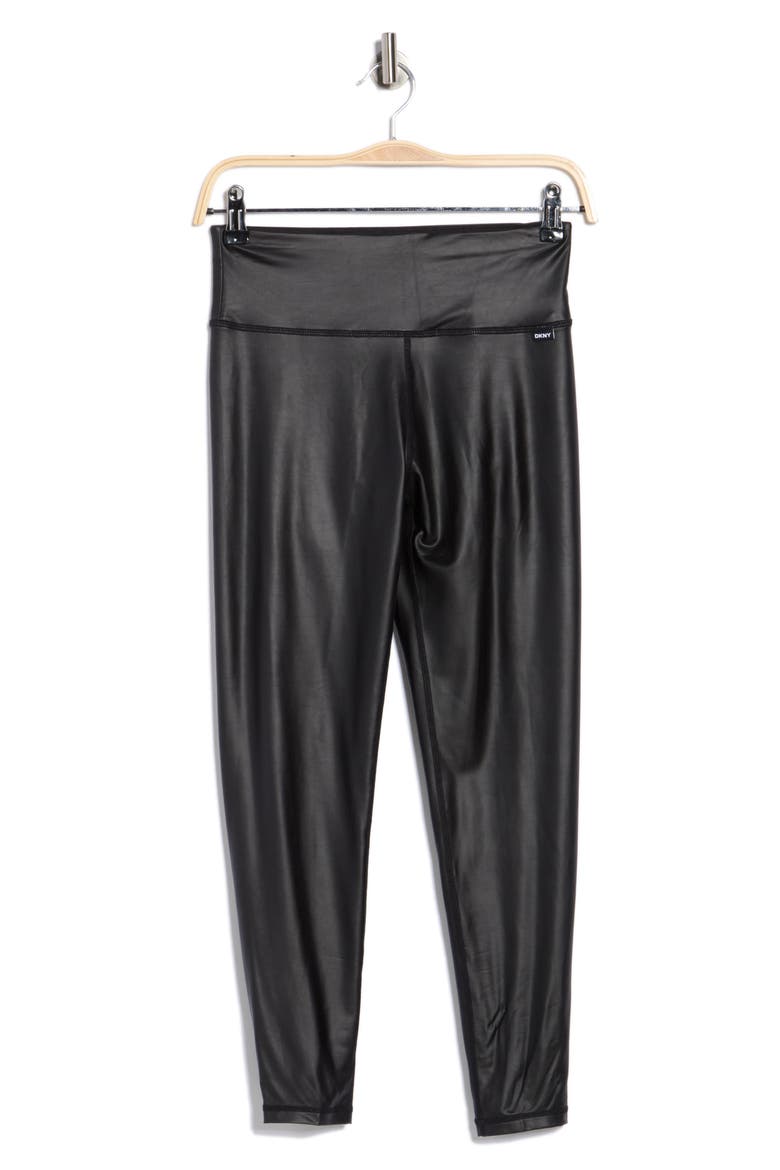 High Waist Faux Leather Leggings, Alternate, color, BLACK