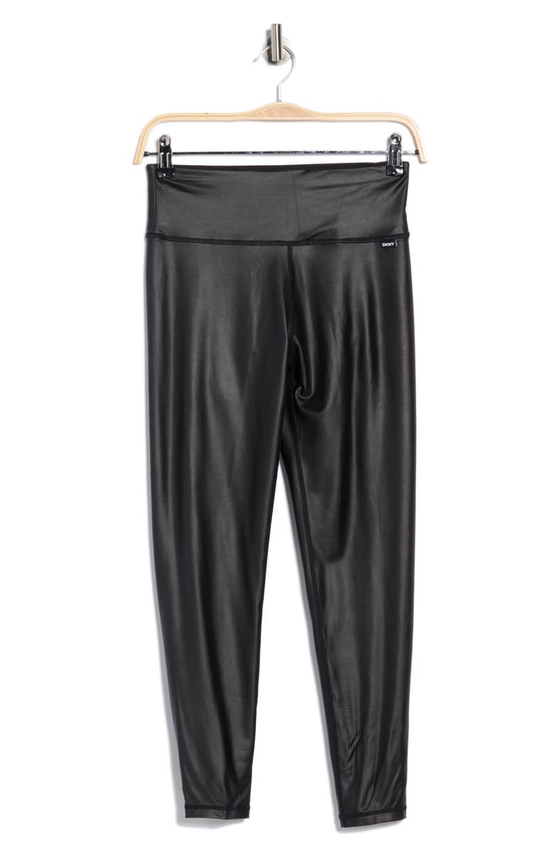DKNY High Waist Faux Leather Leggings, Main, color, Black