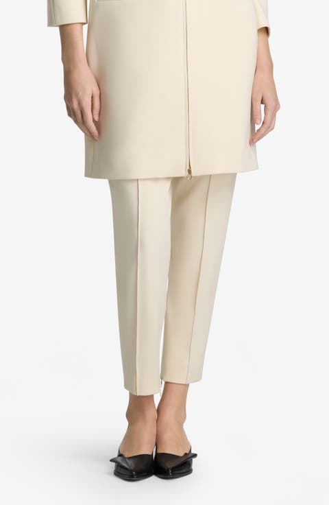 Stretch Crepe Tapered Ankle Pants