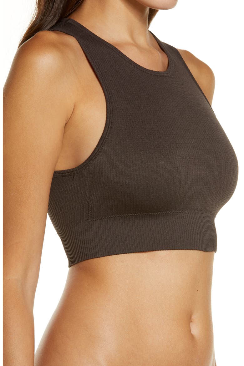 Stretch Rib High Neck Bralette, Alternate, color, SOOT