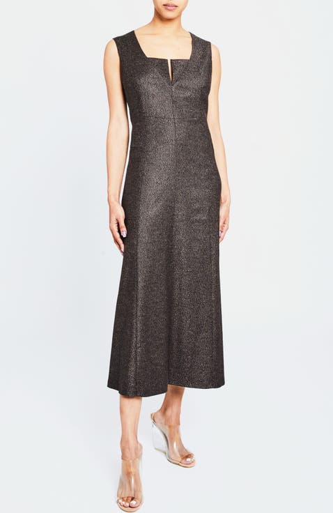 BELLE Sleeveless Midi Dress with Front Seam Detail