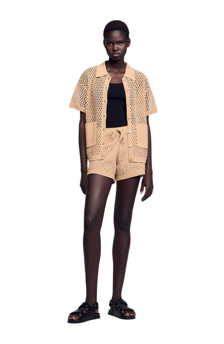 SANDRO Rhinestone cardigan, Main, color, 