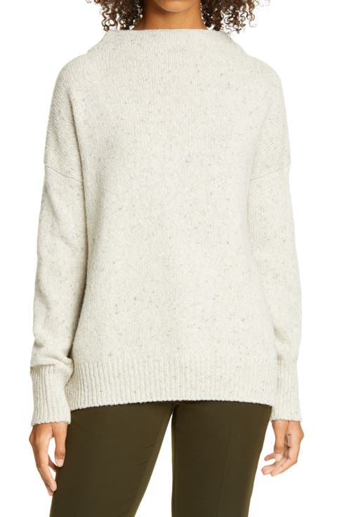 Funnel Neck Wool Blend Sweater