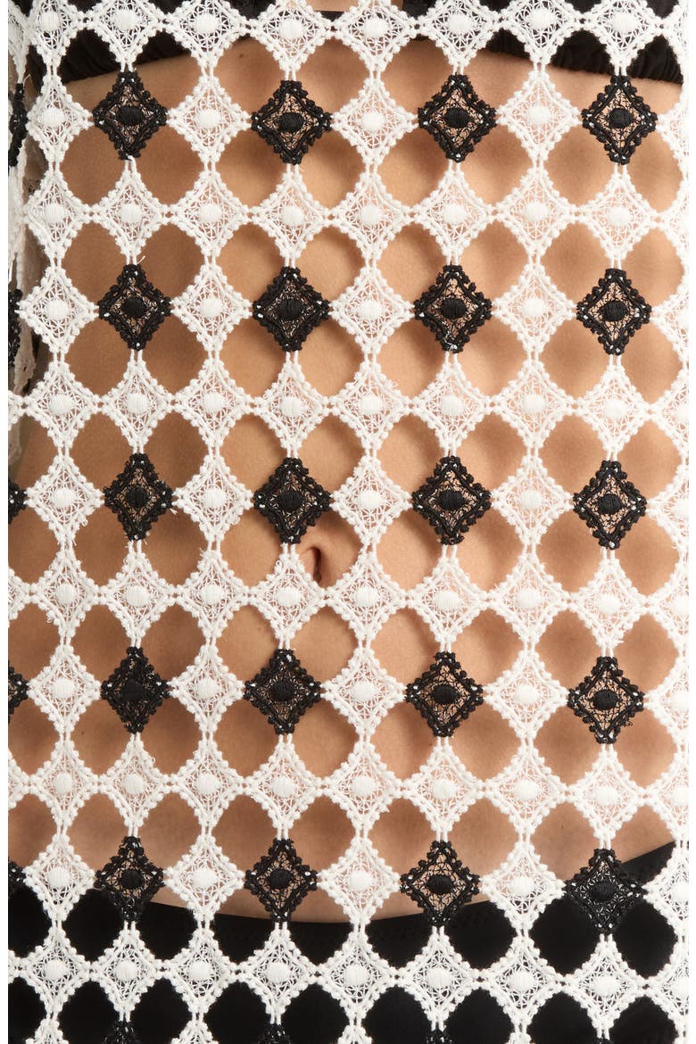 Betsy Open Stitch Cover-Up Dress, Alternate, color, BLACK/ SANDSTONE CROCHET