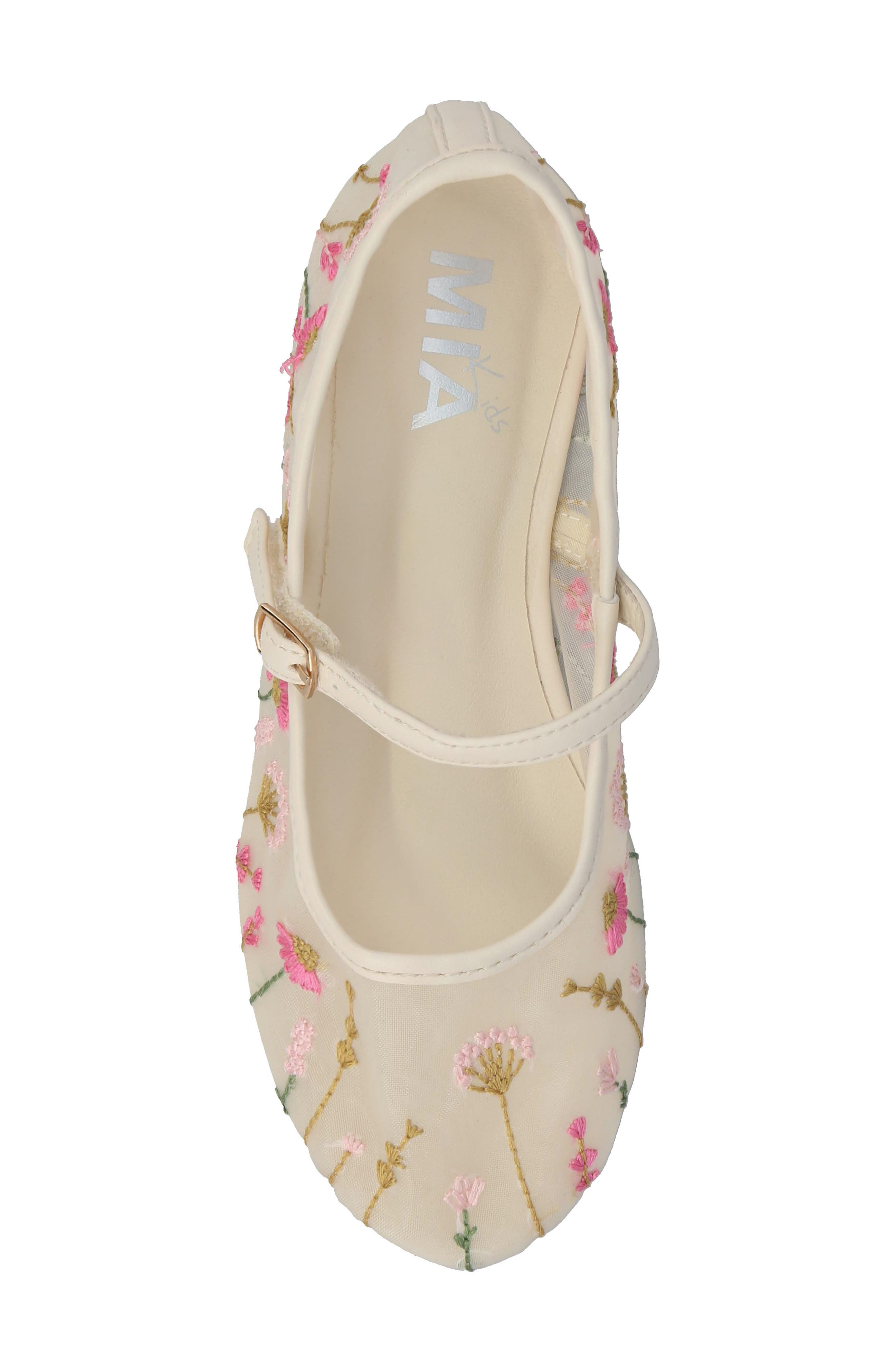 MIA Kids' Kescia Embroidered Mary Jane Flat, Alternate, color, Bone Floral