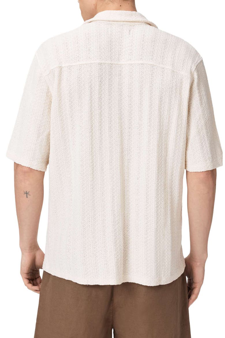 Trace Textured Cotton Camp Shirt, Alternate, color, SWAN WHITE