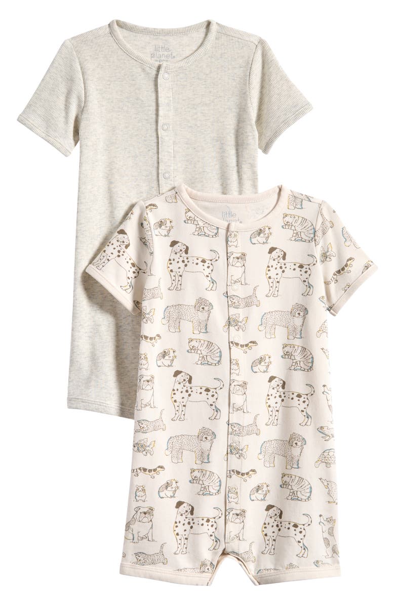 Little Planet Pack of 2 Assorted Rompers, Main, color, Pets