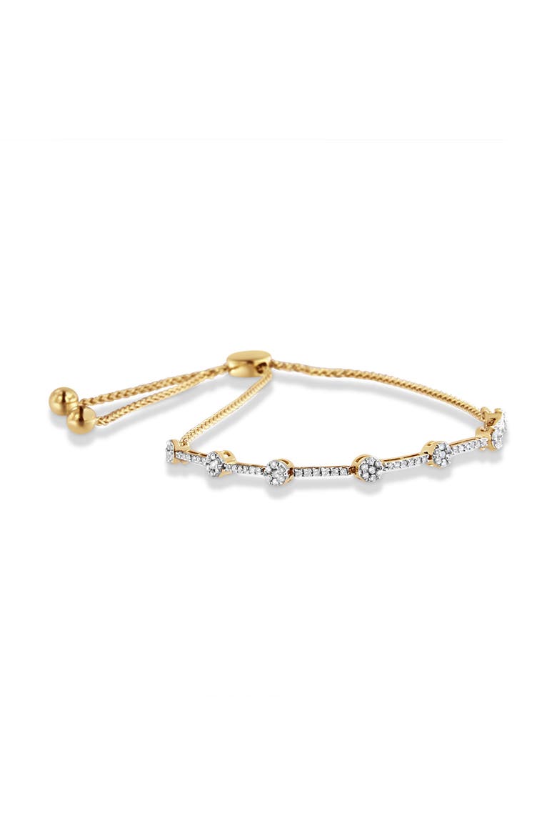14K Gold Plated Sterling Silver 1/3 Cttw Diamond Slider Link Bolo Bracelet, Main, color, Yellow Gold over Silver