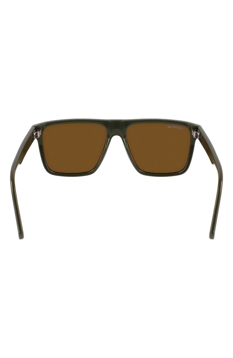 Lacoste Sport 57mm Rectangular Sunglasses, Alternate, color, Khaki