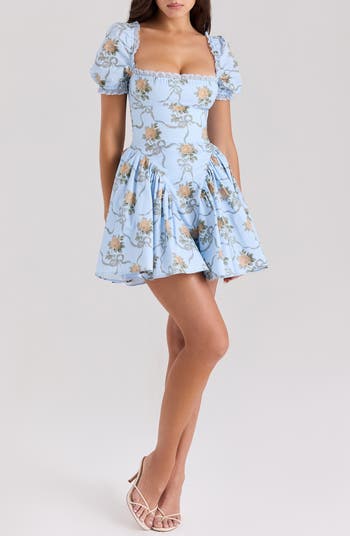 Rosie Puff Sleeve Stretch Cotton Mini Sundress