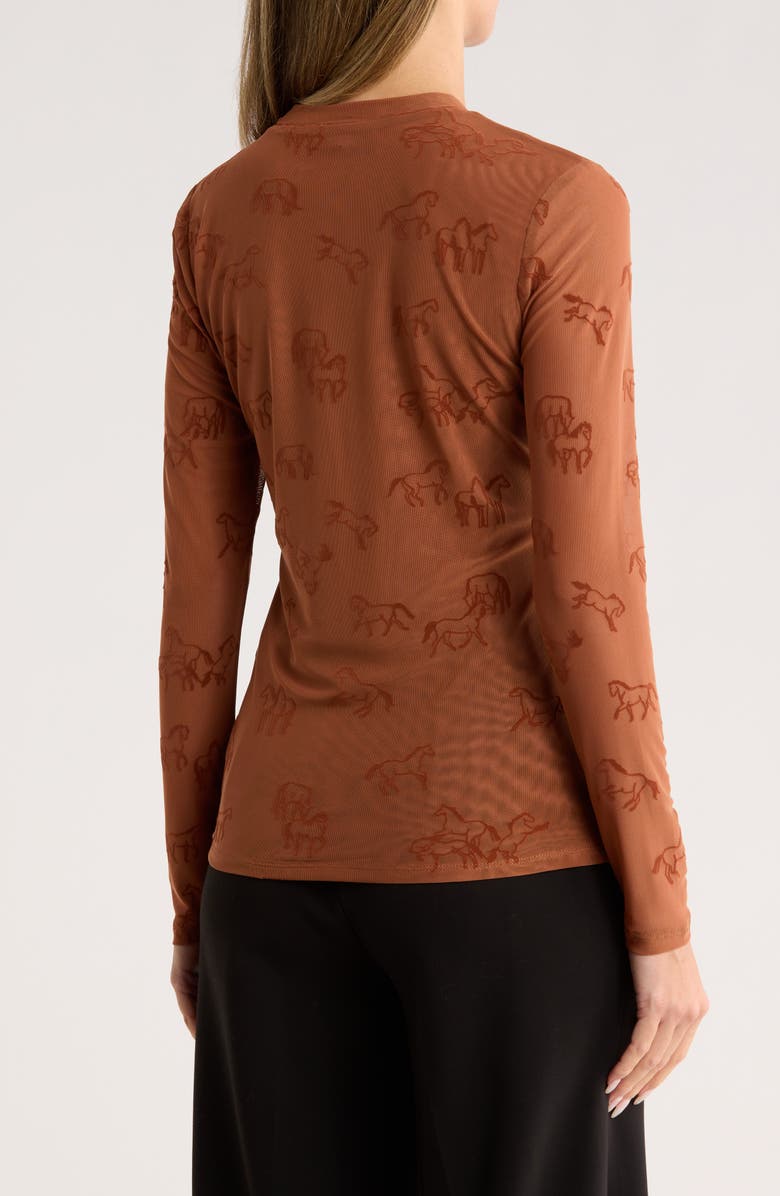 DR2 by Daniel Rainn Mock Neck Flock Top, Alternate, color, Chocolate