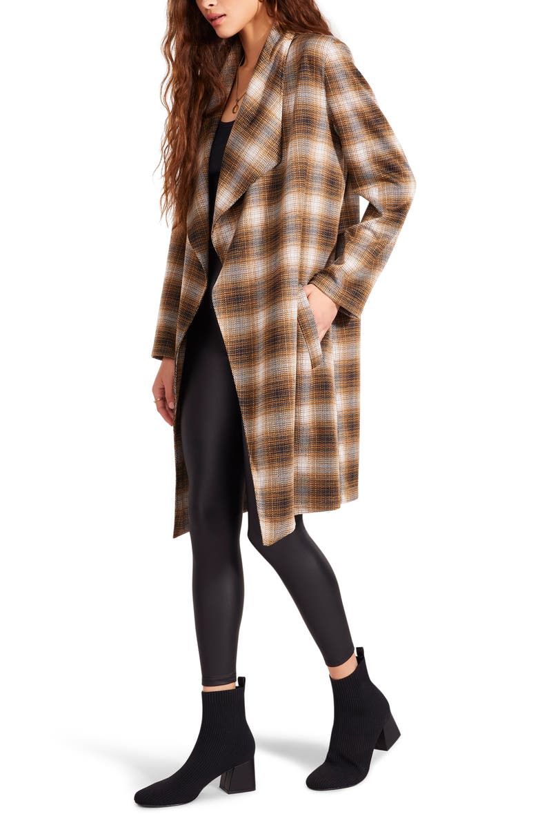 BB Dakota by Steve Madden Check Out Open Front Coat, Alternate, color,