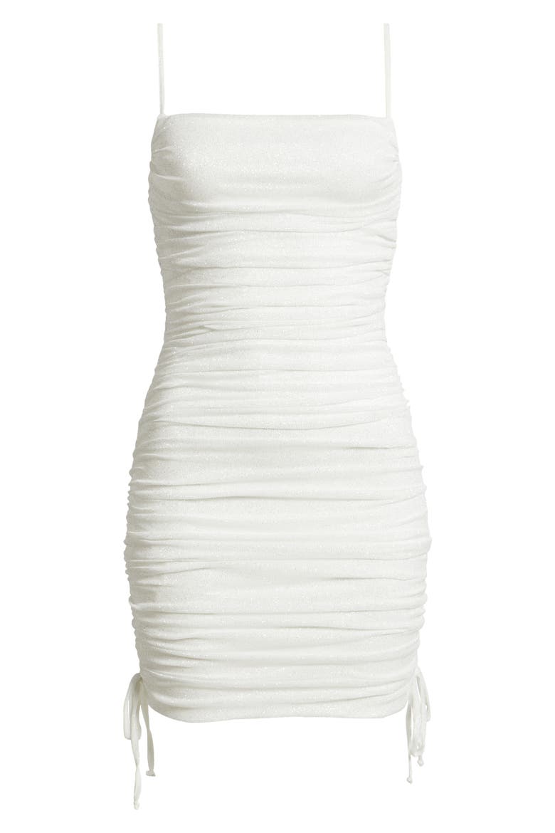 Ruched Glitter Tank Minidress, Alternate, color, WHITE