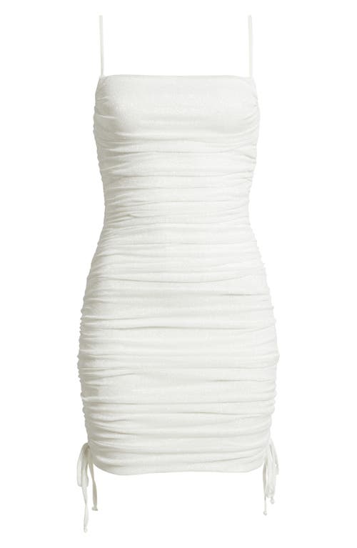 Jump Apparel Ruched Glitter Tank Minidress In White