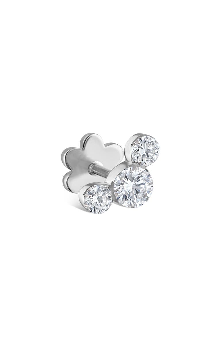 MARIA TASH Invisible Setting Three Diamond Stud Earring, Main, color, White Gold