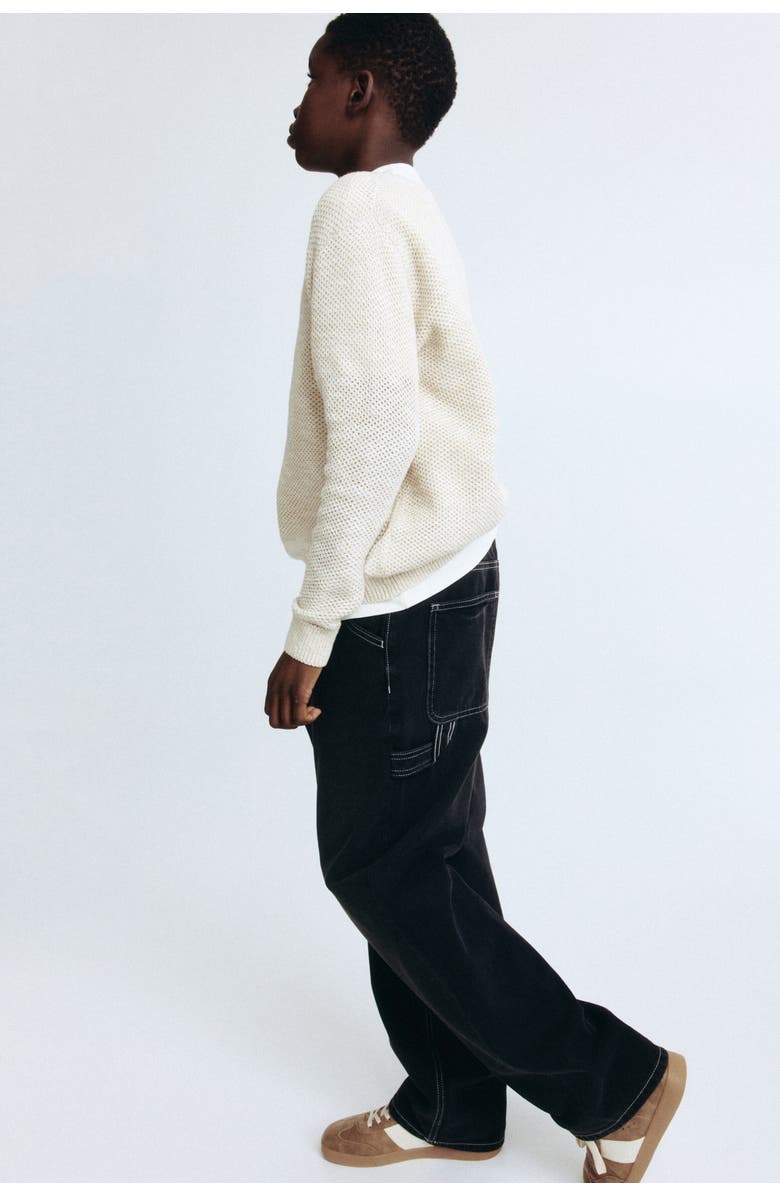 H&M Loose Fit Carpenter Jeans, Alternate, color, Denim Black
