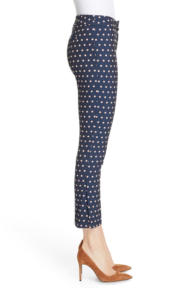 Stovepipe Polka Dot Jacquard Pants, Alternate, color, NAVY/ BLUSH POLKA DOT