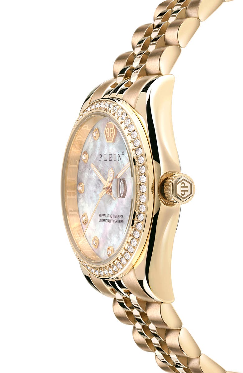 PHILIPP PLEIN Date Superlative Bracelet Watch, 34mm, Alternate, color, Ip Yellow Gold