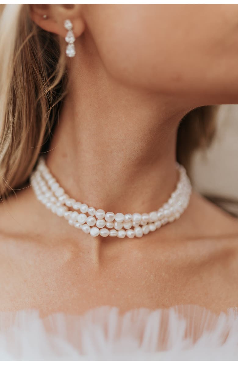 Untamed Petals Ocean Freshwater Pearl Choker, Alternate, color, Pearl