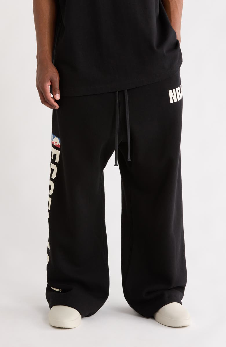 Fear of God Essentials x NBA Lounge Fleece Sweatpants, Main, color, Black