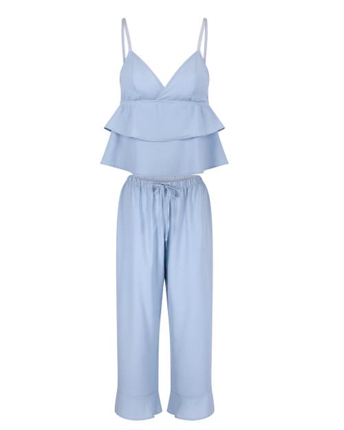 Adore Me Brigita Pajama Cami & Pants Set In Medium Blue