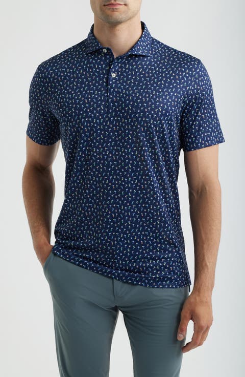 Pop Tails Cocktail Print Performance Jersey Polo
