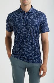 johnnie-O Pop Tails Cocktail Print Performance Jersey Polo