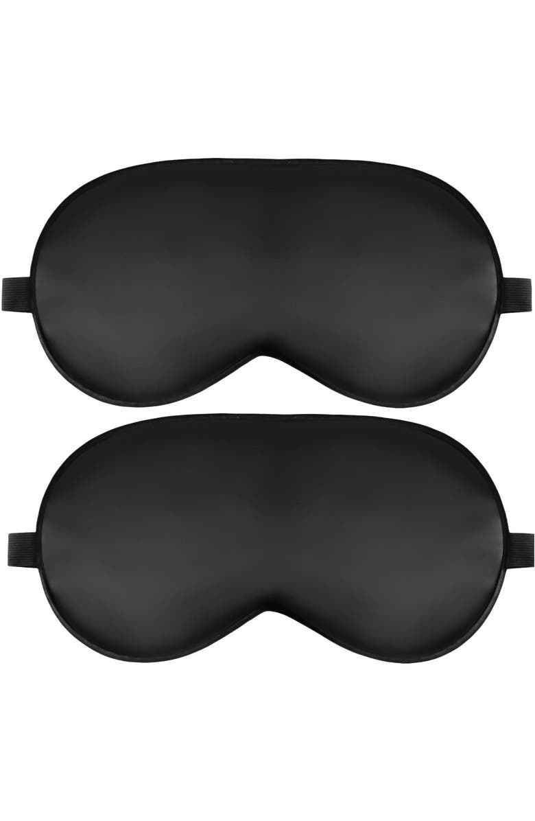 SILKSILKY 2 Pcs Silk Elastic Band Sleep Eye Mask Set, Alternate, color, Black/Black
