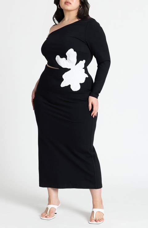 One Shoulder Flower Detail Dress