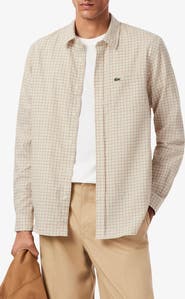 Lacoste Regular Fit Plaid Flannel Button-Up Shirt