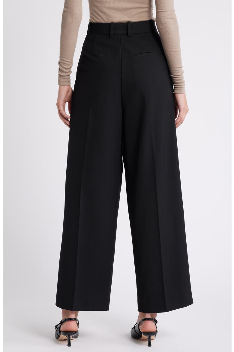 Pleat Front Twill Wide Leg Pant, Alternate, color, BLACK DARK TWILL