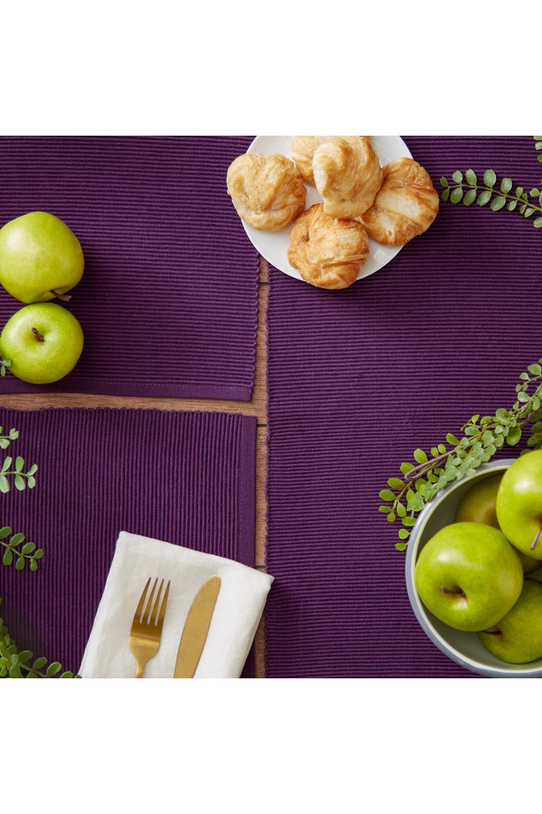 Everyday Ribbed Placemat Set/6, Alternate, color, Eggplant