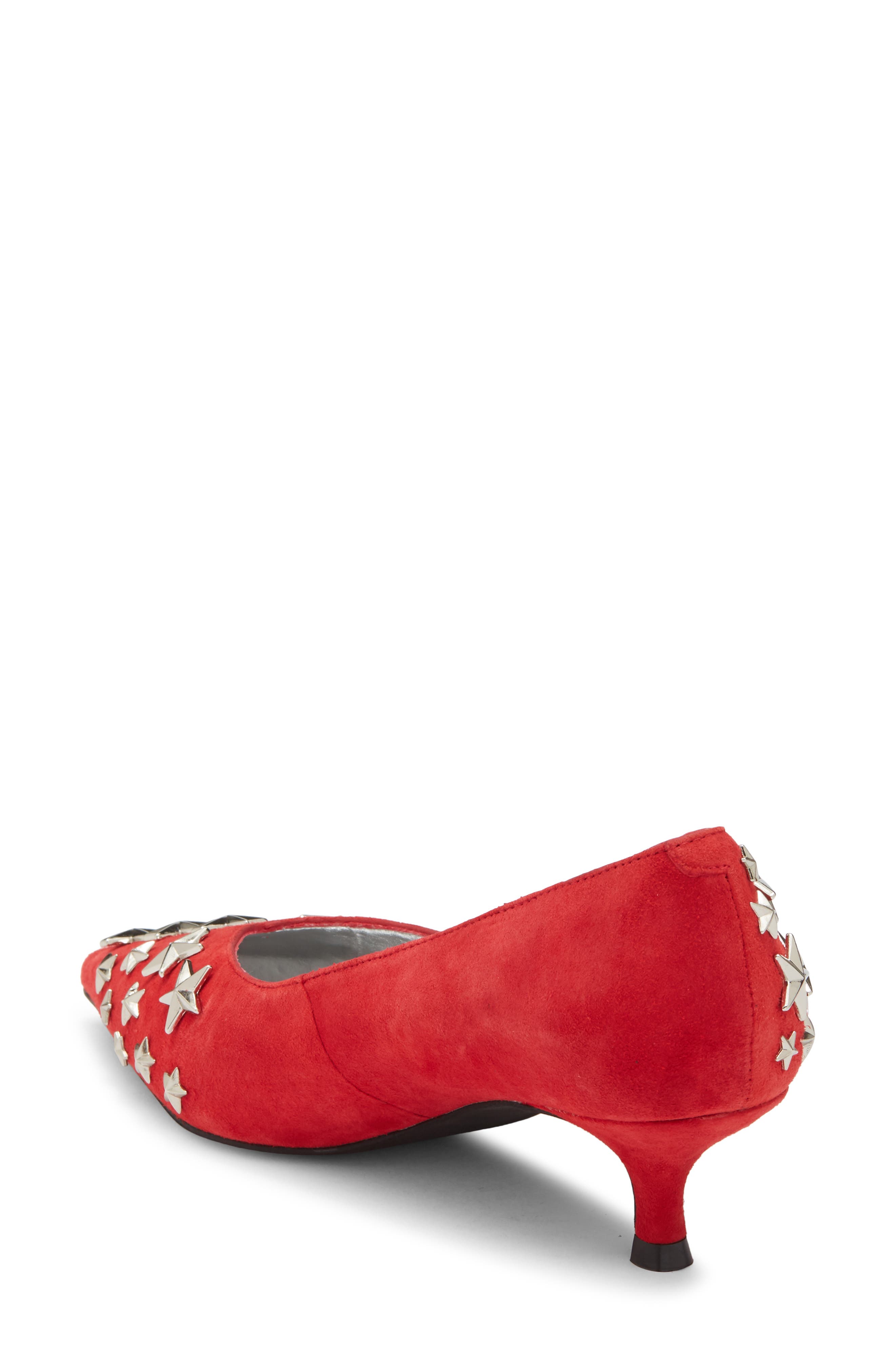 Starpower Studded Pump, Alternate, color, RED SUEDE SILVER