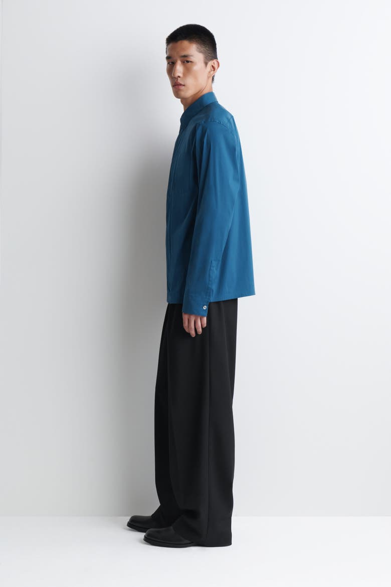 Cotton-Blend Zip-Up Shirt, Alternate, color, BLUE