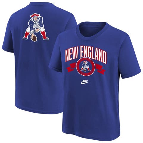 Youth Nike  Royal New England Patriots Rewind Front & Back Essential T-Shirt