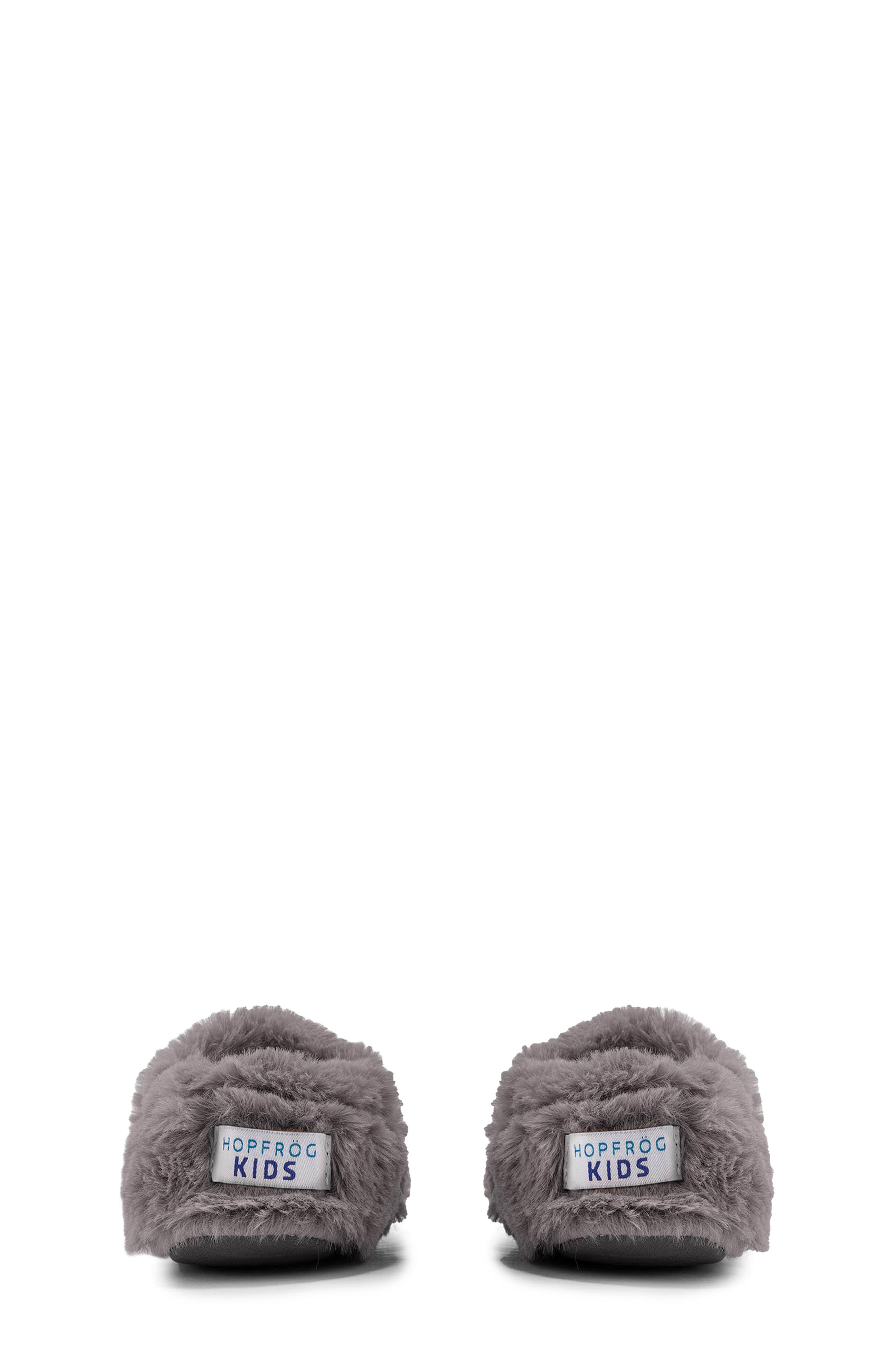 Hopfrög Kids Furry Furry Faux Fur Slipper, Alternate, color, Gray